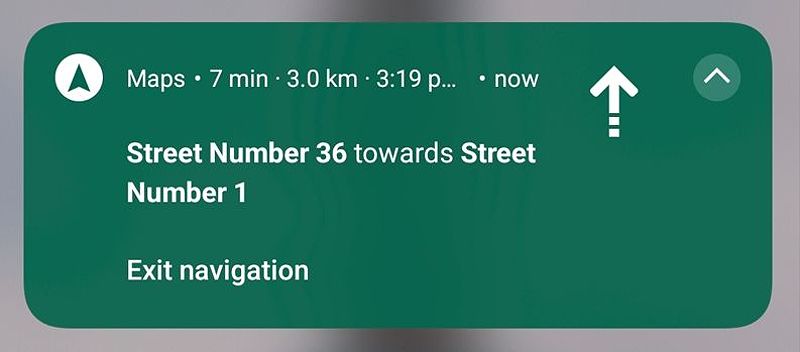 Glanceable directions showing journey details on the lock screen.
