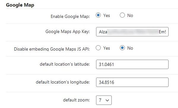 Google Map settings - Google Maps WordPress Plugin