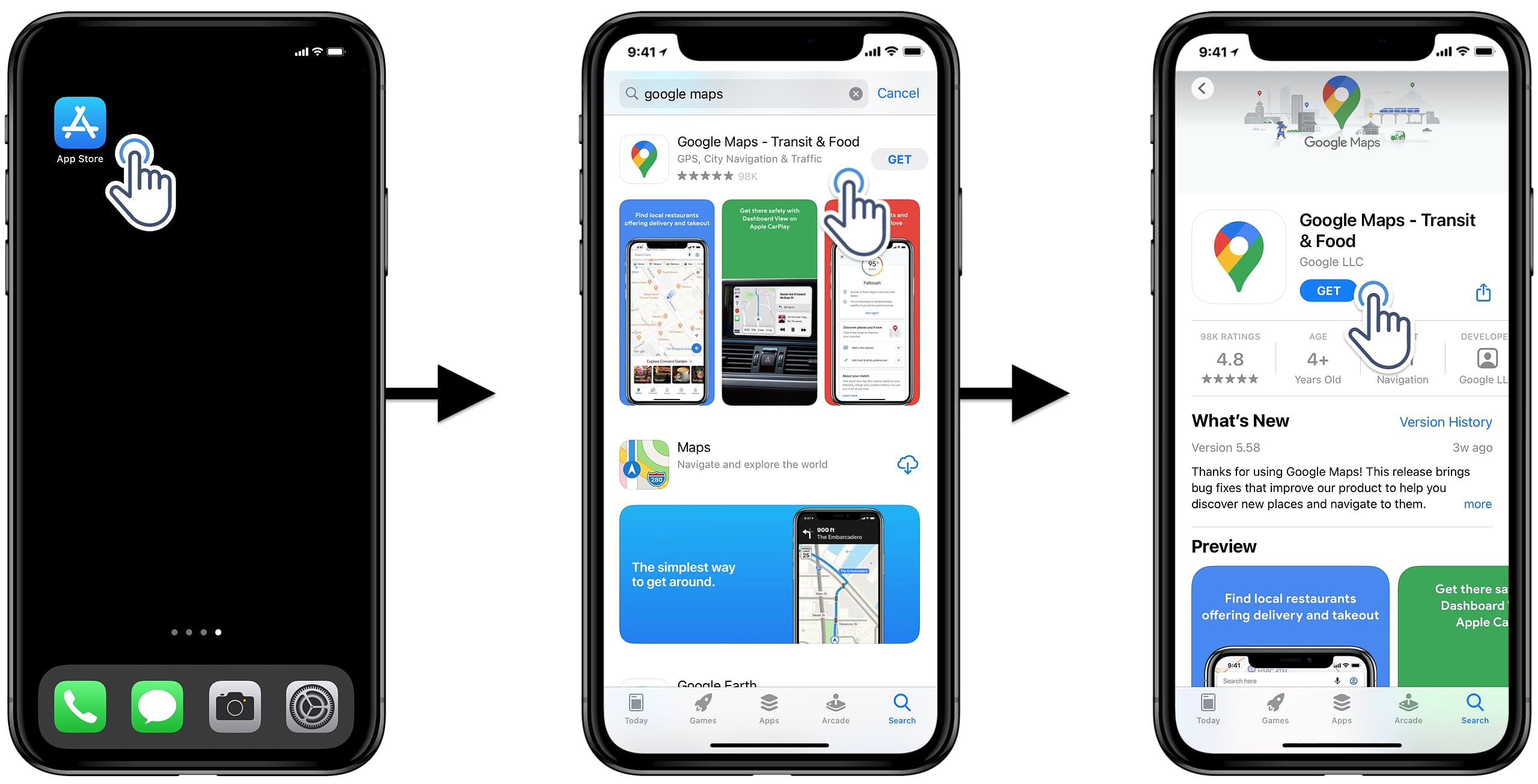 Google Maps multi-stop route planner app on an iPhone